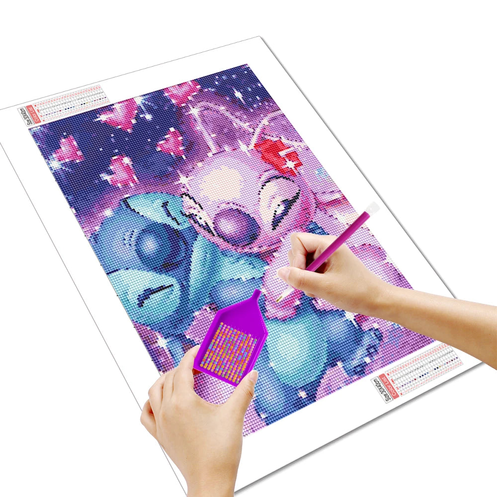 Lilo and Stitch Full Round Drill Diamond Art - Fun Cartoon Mosaic for Kids 30x40 - Diamond Painting