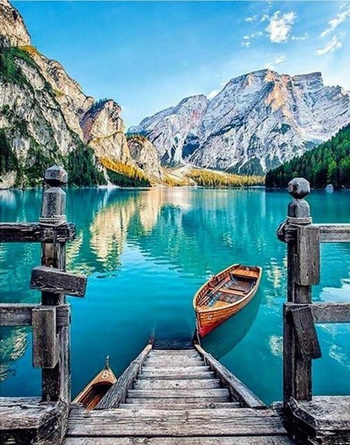 Italian Mountain Lake - World Paint by Numbers™ Kits DIY