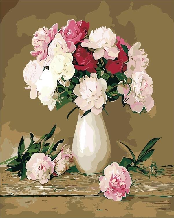 Pink Flowers in Vase - World Paint by Numbers™ Kits DIY