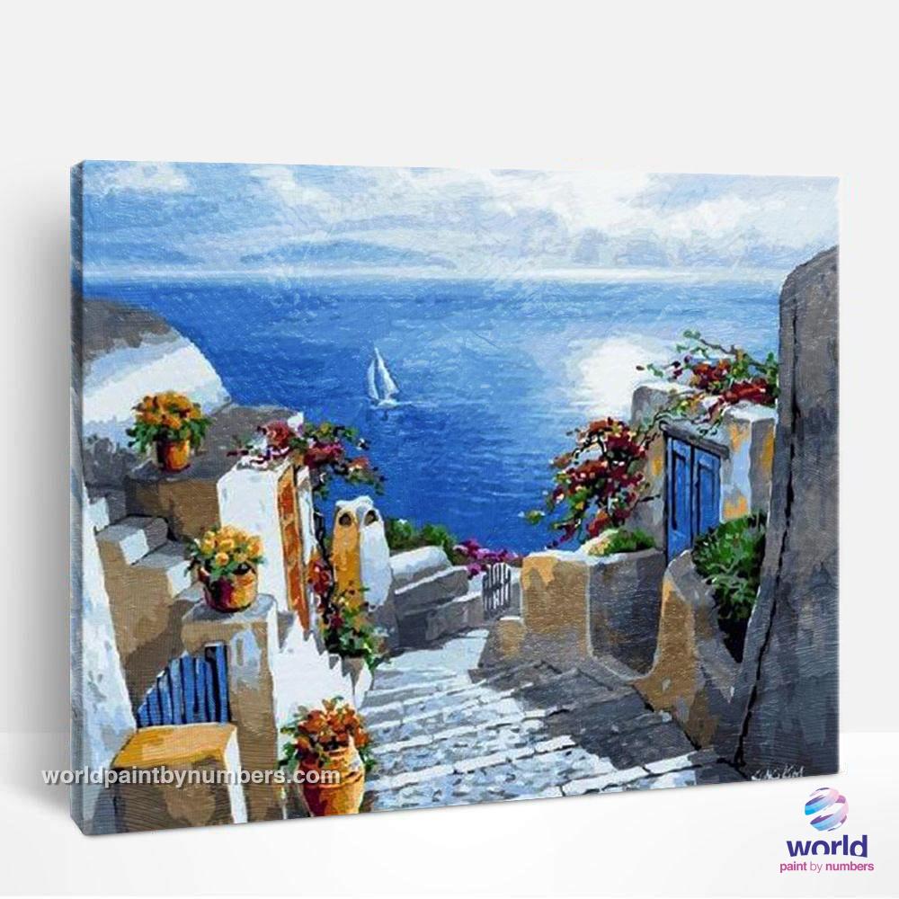 Summer in Santorini, Greece - World Paint by Numbers™ Kits DIY
