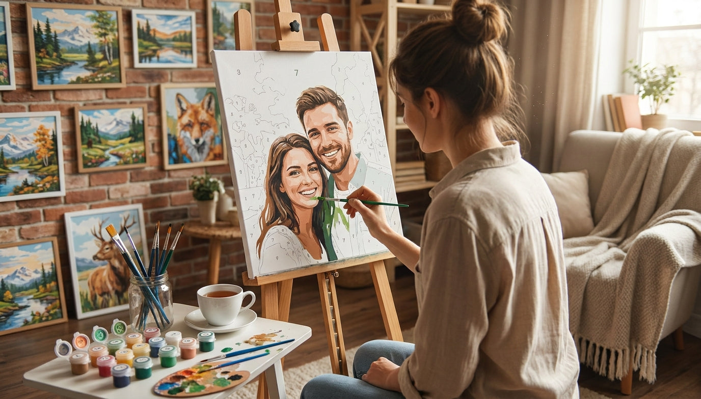 Custom Portrait PBN Kits: Your Loved Ones as Art