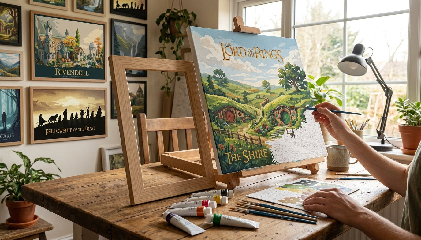 Elevate Your Space: LoTR Paint by Numbers Kits with Wooden Frame Included