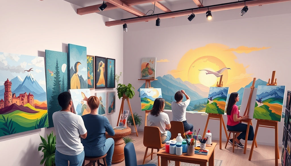 10 Premium Paint by Numbers Kits with Wooden Frames Included