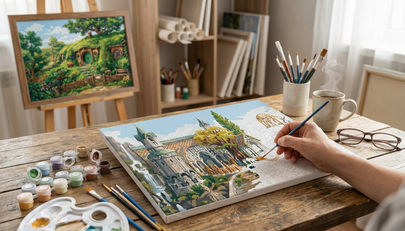 Transform Your Home: High-Quality Canvas LOTR Paint by Numbers Kits with Wooden Frame