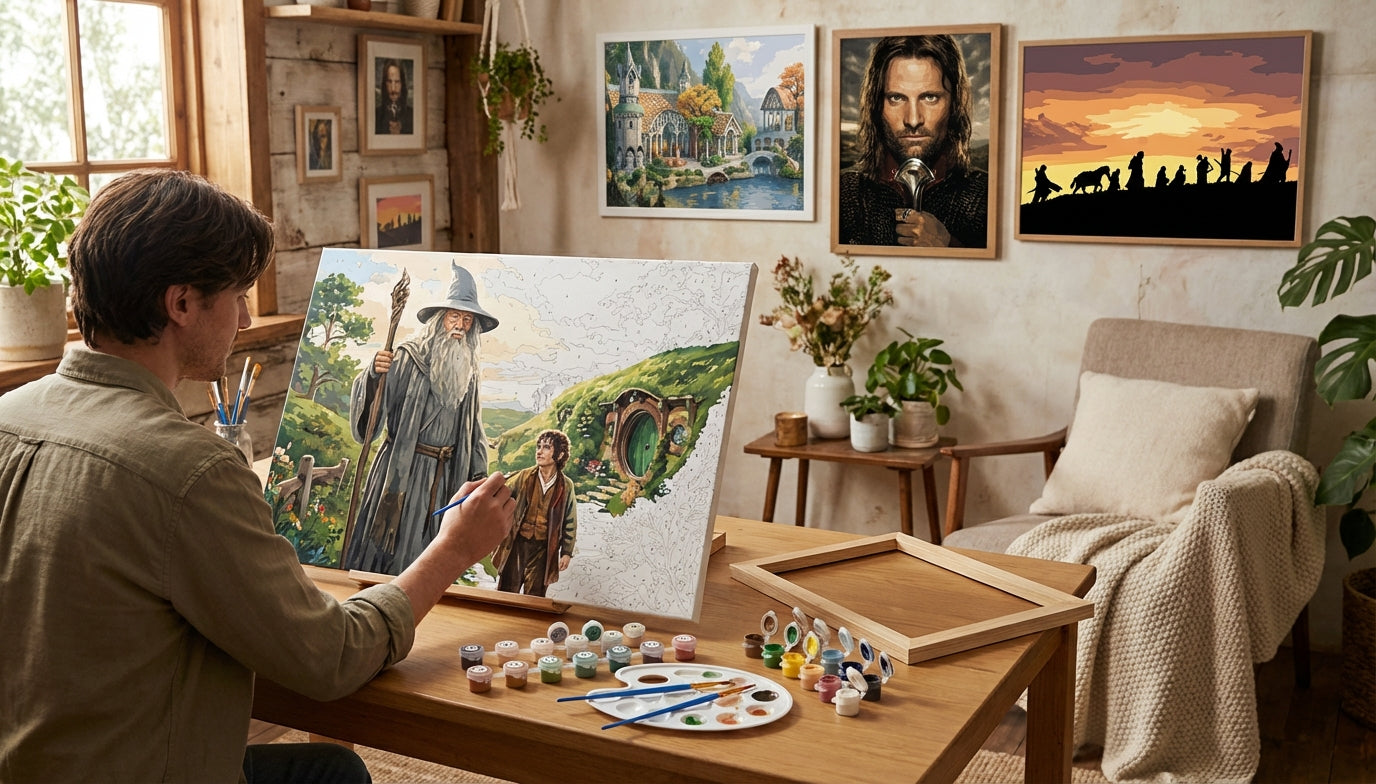 Elevate Your Space: Stunning LOTR Paint by Numbers Kits with Wooden Frame Included