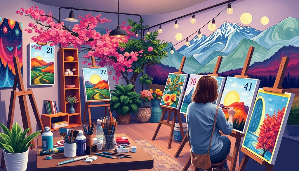 Unwind with Flower Paint by Numbers Kits Featuring Detailed Designs