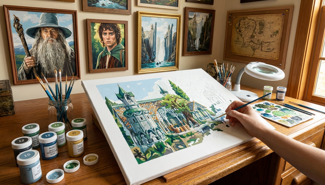Detail Like a Wizard: Lord of the Rings Paint By Numbers Kits with Fine Detail Brushes