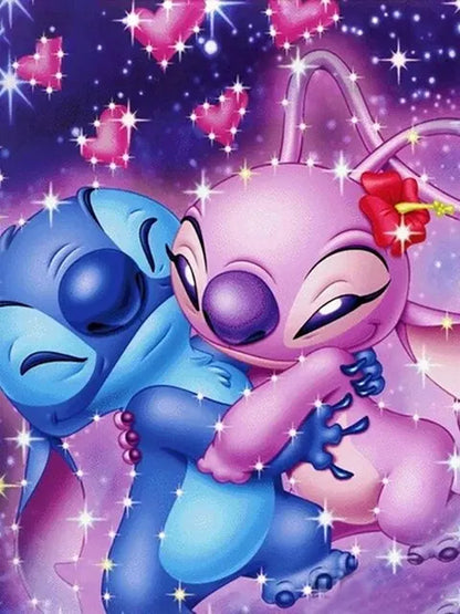 Lilo and Stitch Full Round Drill Diamond Art - Fun Cartoon Mosaic for Kids 30x40 - Paint by Numbers Kits for Adults