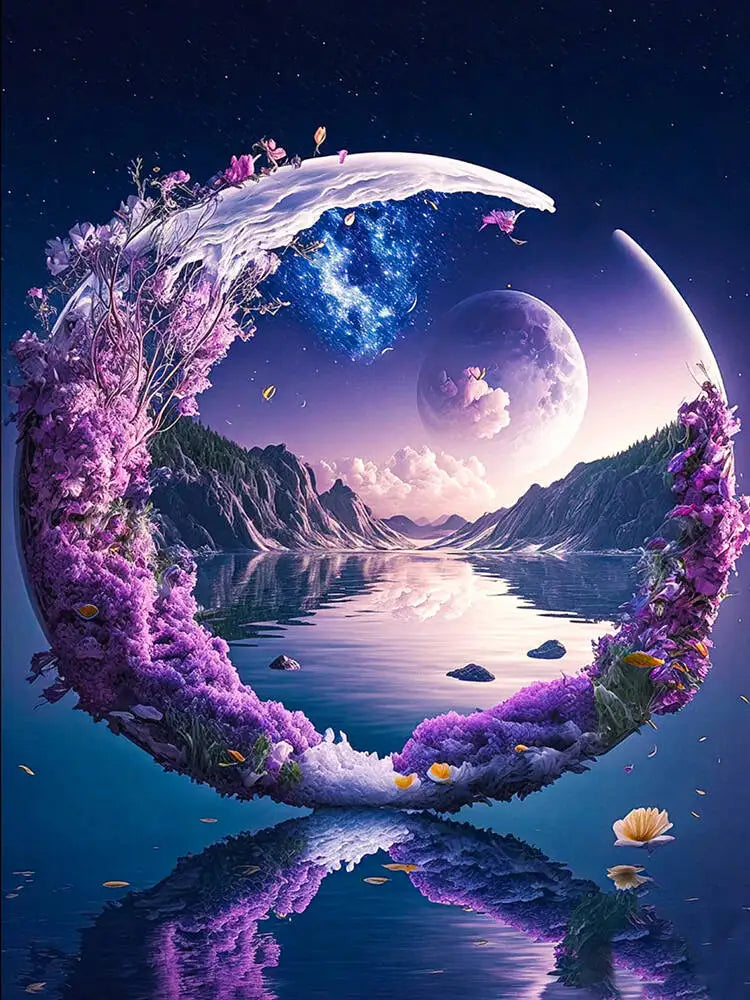Purple Moon Landscape 5D Diamond Painting Kit - Paint by Numbers Kits for Adults