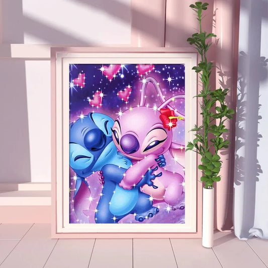 Lilo and Stitch Full Round Drill Diamond Art - Fun Cartoon Mosaic for Kids 30x40 - Paint by Numbers Kits for Adults