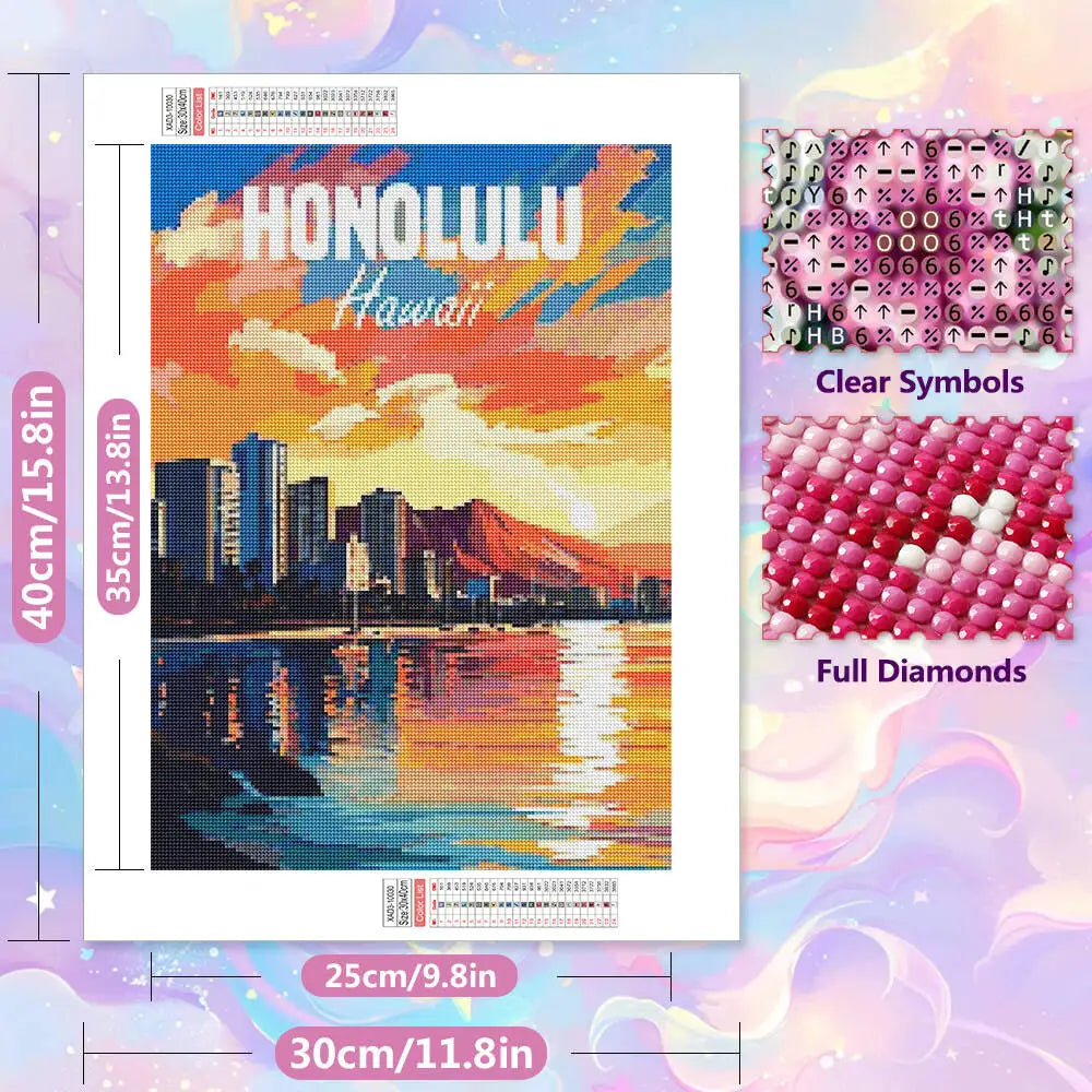 Cityscape Serenity 5D Full Square Diamond Art Kit - Paint by Numbers Kits for Adults