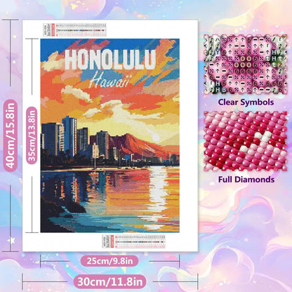 Cityscape Serenity 5D Full Square Diamond Art Kit - Paint by Numbers Kits for Adults