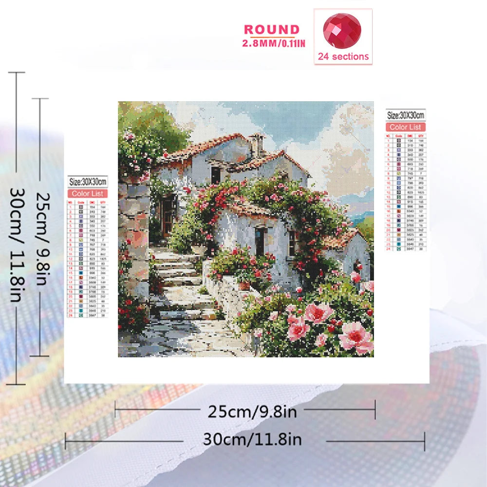 Evershine Full Diamond Painting - House Landscape 5D DIY Mosaic Kit for Creative Home Decor - Diamond Painting