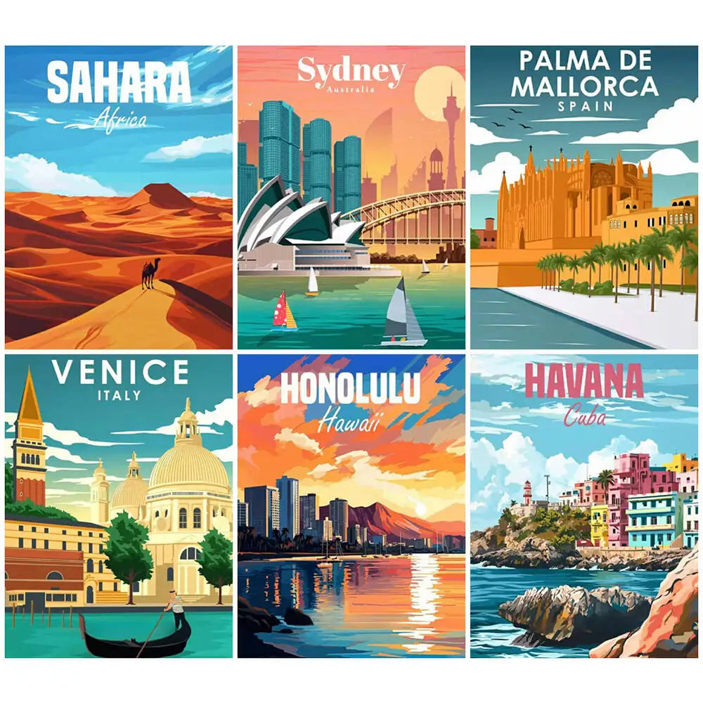 Charming City Landscape 5D Diamond Painting - Full Square Round Drill Embroidery for Home Decor - Diamond Painting