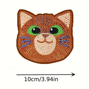 Cartoon Cat Coaster Set - 10pcs Round 10x10cm - Diamond Painting