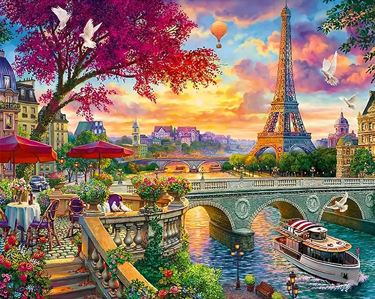 Eiffel Tower Paris Landscape 5D Diamond Painting Kit - Scenic Diamond Art for Adults - Diamond Painting