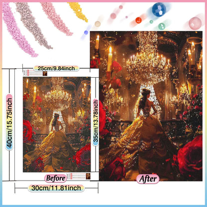 Disney Princess Diamond Painting: Jasmine, Belle & Sleeping Beauty Wall Art - Paint by Numbers Kits for Adults