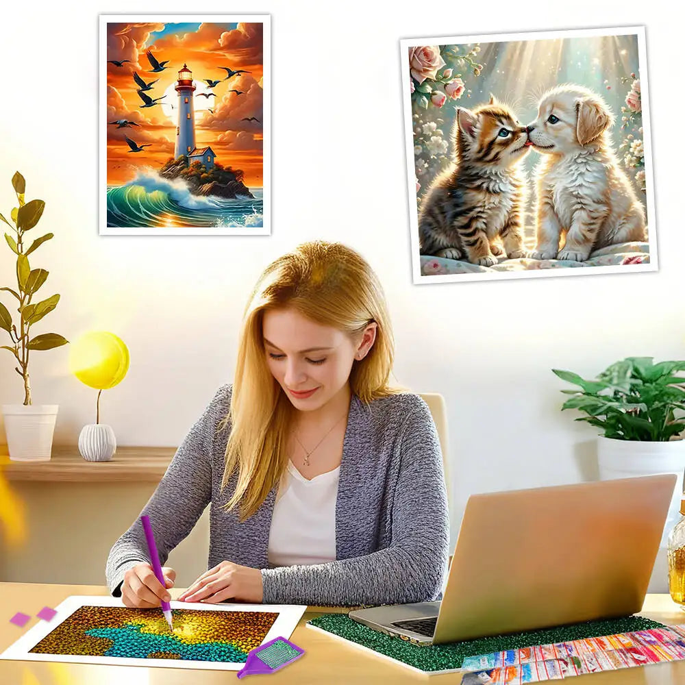 Desert House Landscape 5D Diamond Painting Kit - DIY Mosaic Home Decor Gift - Paint by Numbers Kits for Adults