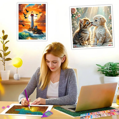 Desert House Landscape 5D Diamond Painting Kit - DIY Mosaic Home Decor Gift - Paint by Numbers Kits for Adults