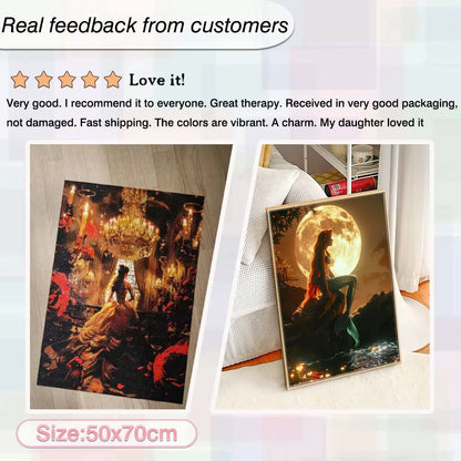 Disney Princess Diamond Painting Collection - Jasmine, Belle, Sleeping Beauty Mosaic Art - Full Square - Diamond Painting - Paint by Numbers Kits for Adults