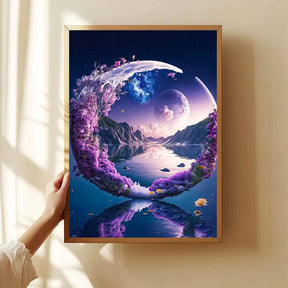 Purple Moon Landscape 5D Diamond Painting Kit - Diamond Painting