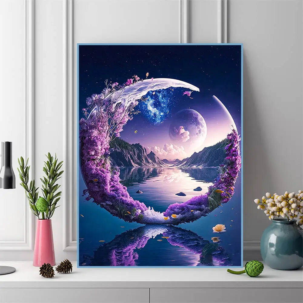 Purple Moon Landscape 5D Diamond Painting Kit - Paint by Numbers Kits for Adults