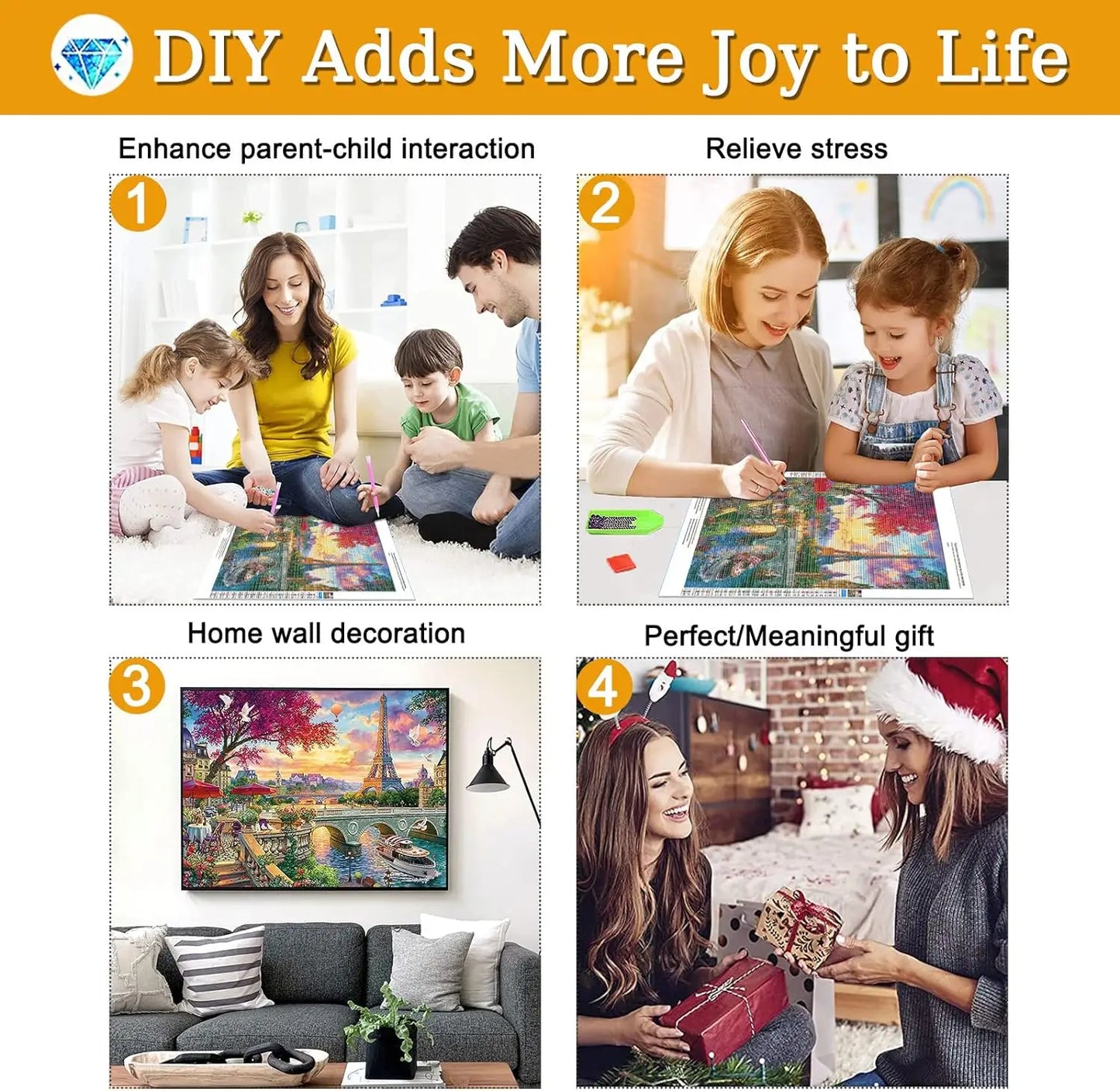 Eiffel Tower Paris Landscape 5D Diamond Painting Kit - Scenic Diamond Art for Adults - Paint by Numbers Kits for Adults