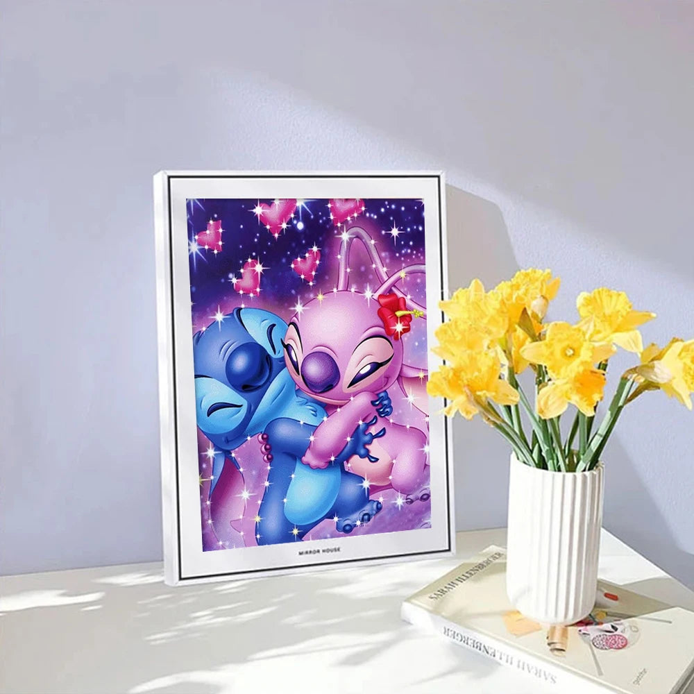 Lilo and Stitch Full Round Drill Diamond Art - Fun Cartoon Mosaic for Kids 30x40 - Paint by Numbers Kits for Adults
