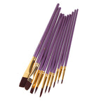 10Pcs Purple Paint Brush Set - World Paint by Numbers™ Accessories