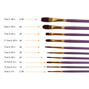 10Pcs Purple Paint Brush Set - World Paint by Numbers™ Accessories