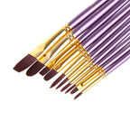 10Pcs Purple Paint Brush Set - World Paint by Numbers™ Accessories