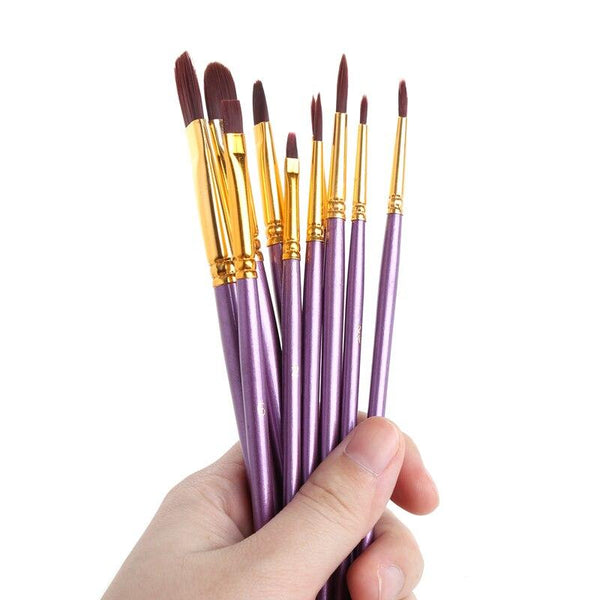 10Pcs Purple Paint Brush Set - World Paint by Numbers™ Accessories