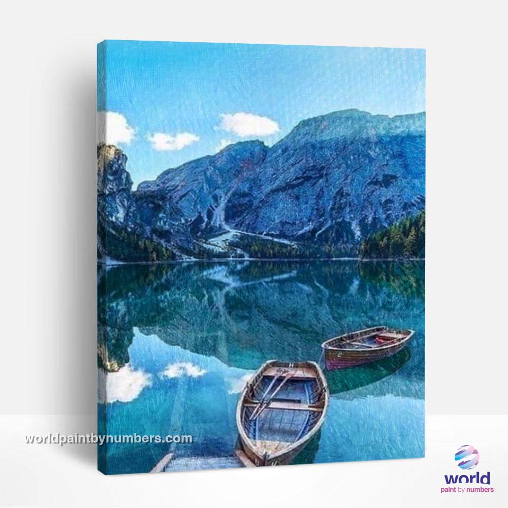 2 Boats on the Blue Lake - World Paint by Numbers™ Kits DIY
