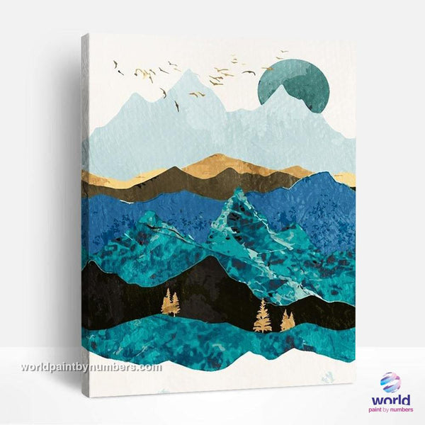 Alps in a Blue Summer - Summer Layers Collection - World Paint by Numbers™ Kits DIY