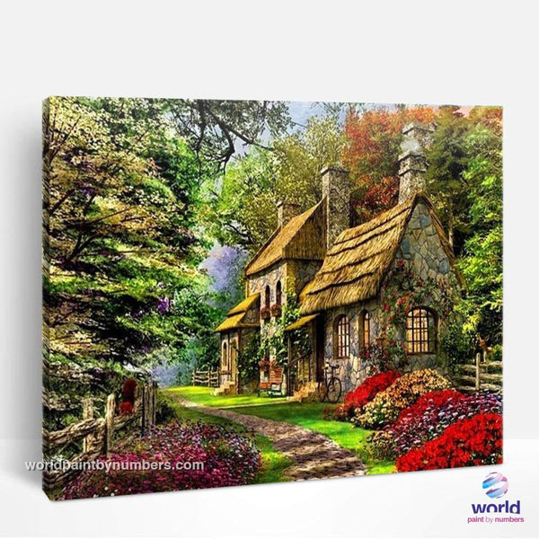 Beautiful little House in the Forest - World Paint by Numbers™ Kits DIY