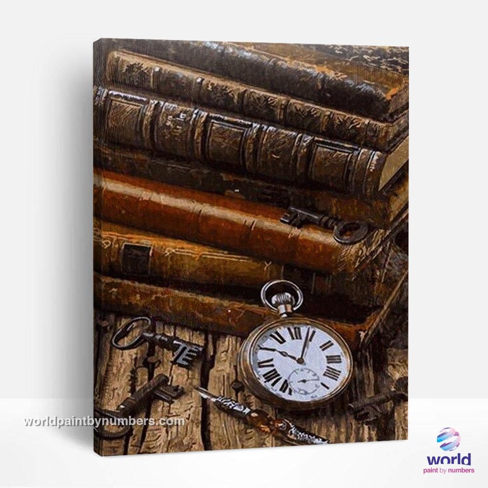 Books, Keys & Watch - World Paint by Numbers™ Kits DIY