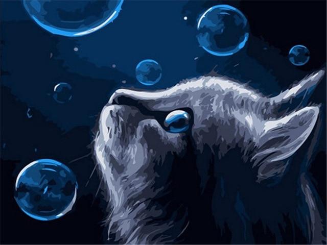 Cat and Soap Bubbles - World Paint by Numbers™ Kits DIY
