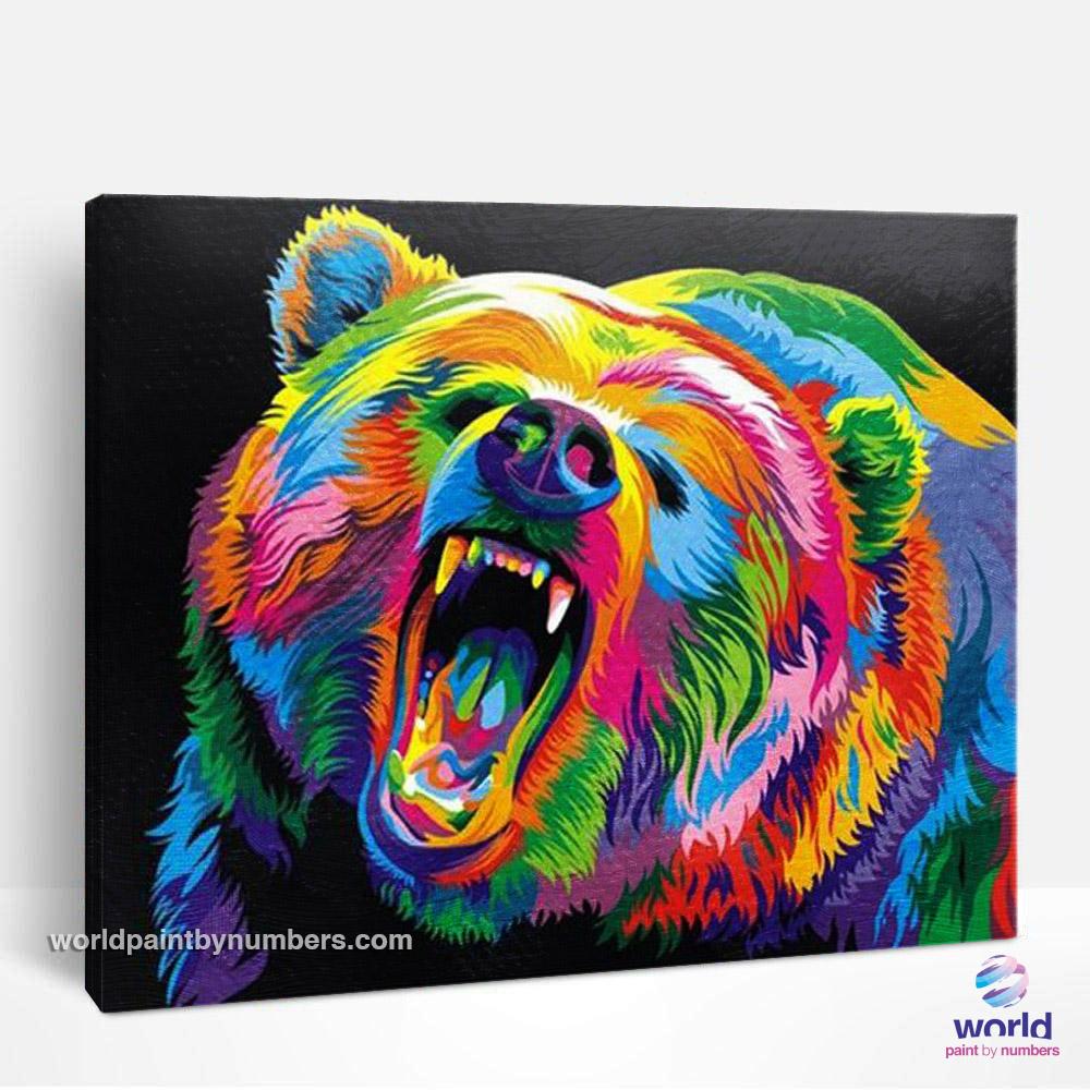 Colorful Angry Bear - World Paint by Numbers™ Kits DIY