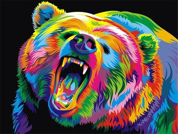 Colorful Angry Bear - World Paint by Numbers™ Kits DIY