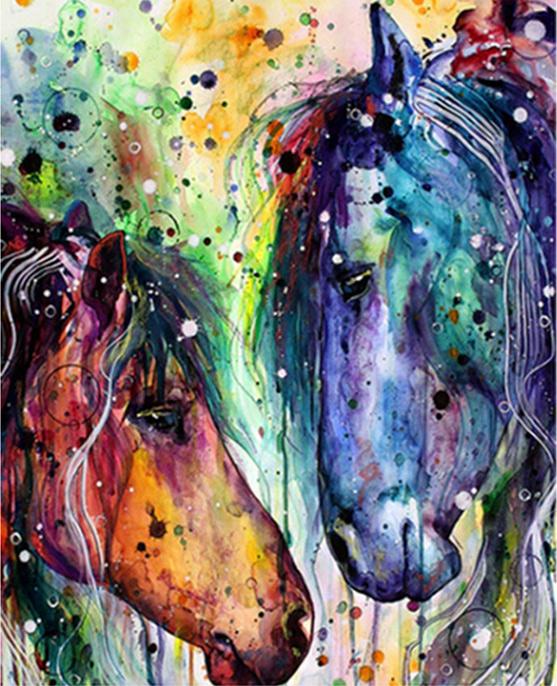 Colorful Horse and Mare - World Paint by Numbers™ Kits DIY