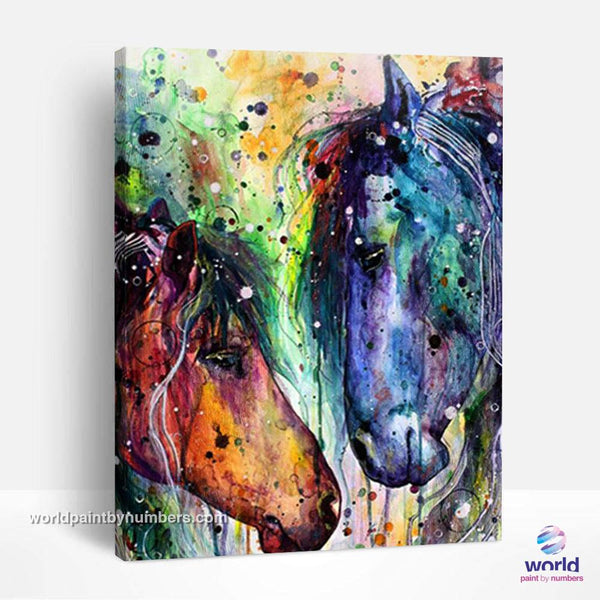 Colorful Horse and Mare - World Paint by Numbers™ Kits DIY