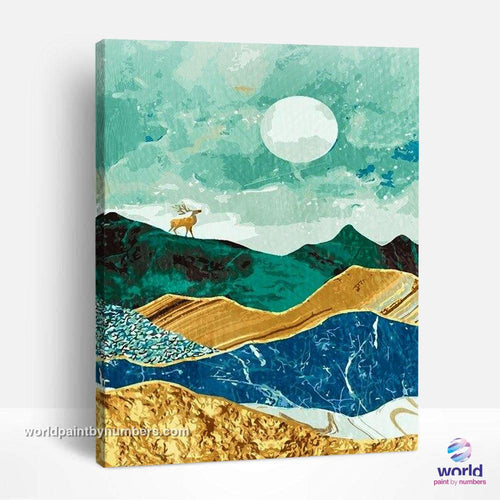 Deer King and the Moon - Summer Layers Collection - World Paint by Numbers™ Kits DIY