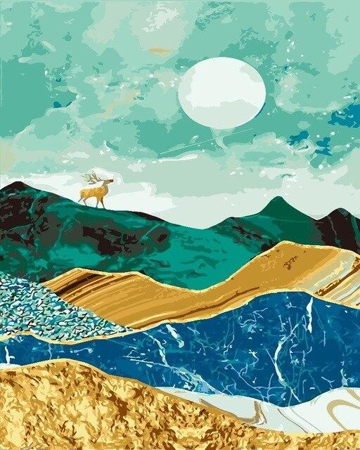 Deer King and the Moon - World Paint by Numbers™ Kits DIY