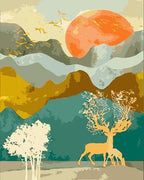 Deer Tree in a Orange Summer - World Paint by Numbers™ Kits DIY