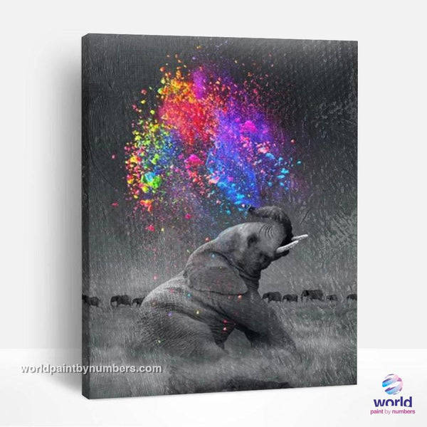 Elephant Happiness Water Explosion - World Paint by Numbers™ Kits DIY