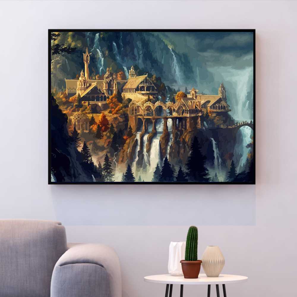 Elf Kingdom Rivendell from The Hobbit & Lord of the Rings - World Paint by Numbers™ Kits DIY