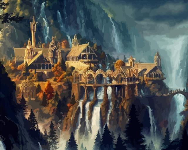 Elf Kingdom Rivendell from The Hobbit & Lord of the Rings - World Paint by Numbers™ Kits DIY