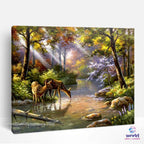 Fairy Tale Animals in the Stream - World Paint by Numbers™ Kits DIY