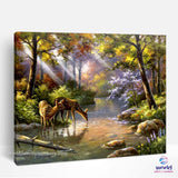 Fairy Tale Animals in the Stream - World Paint by Numbers™ Kits DIY