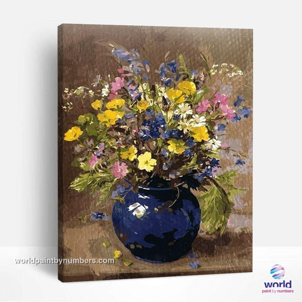 Field Flowers in Purple Vase - World Paint by Numbers™ Kits DIY